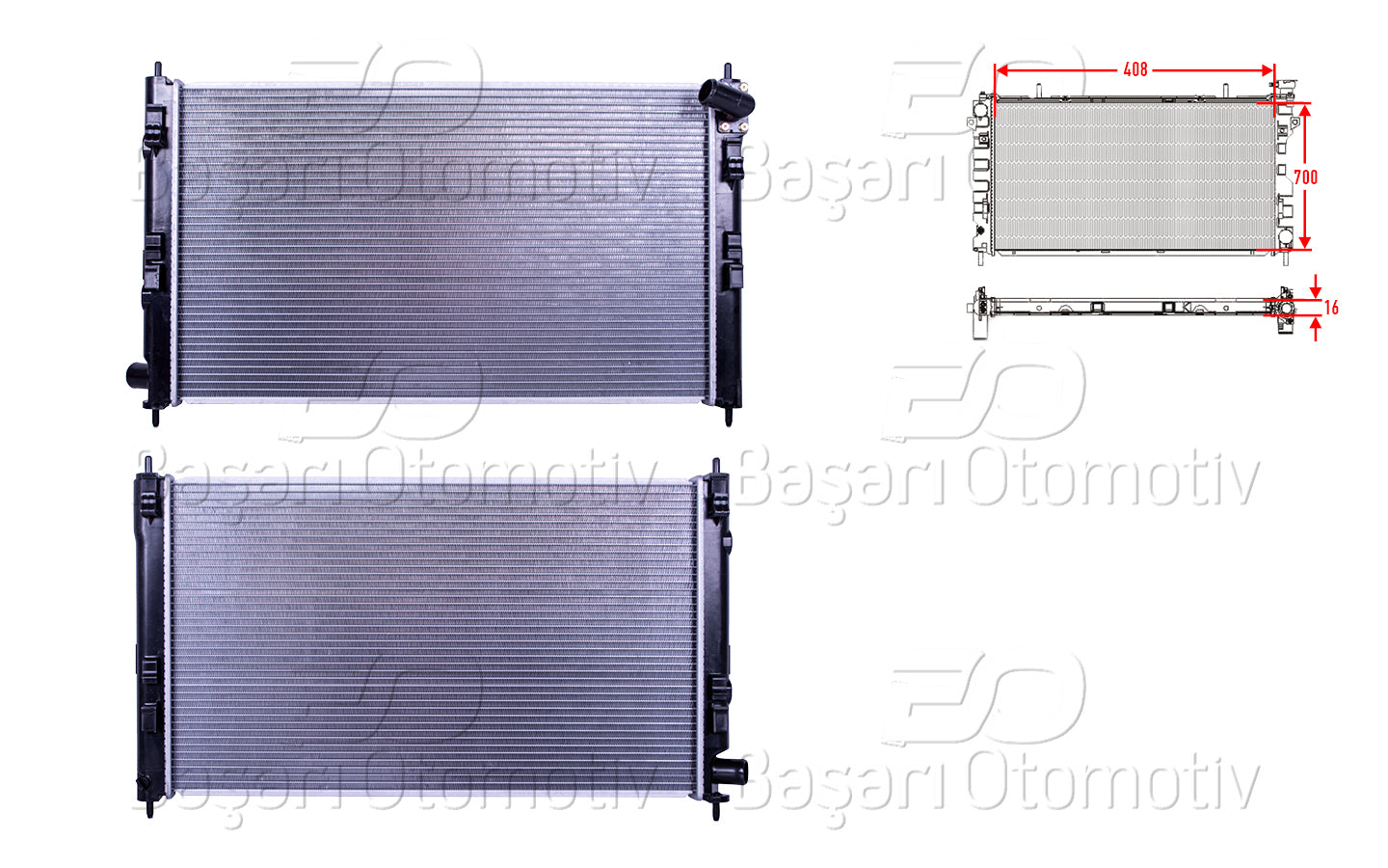 SU RADYATORU BRAZING MT 408X700X16 MITSUBISHI LANCER 1.5. 1.8. 2.0DID 08>. ASX 1.6 11>. OUTLANDER 2.0 DI-D 07