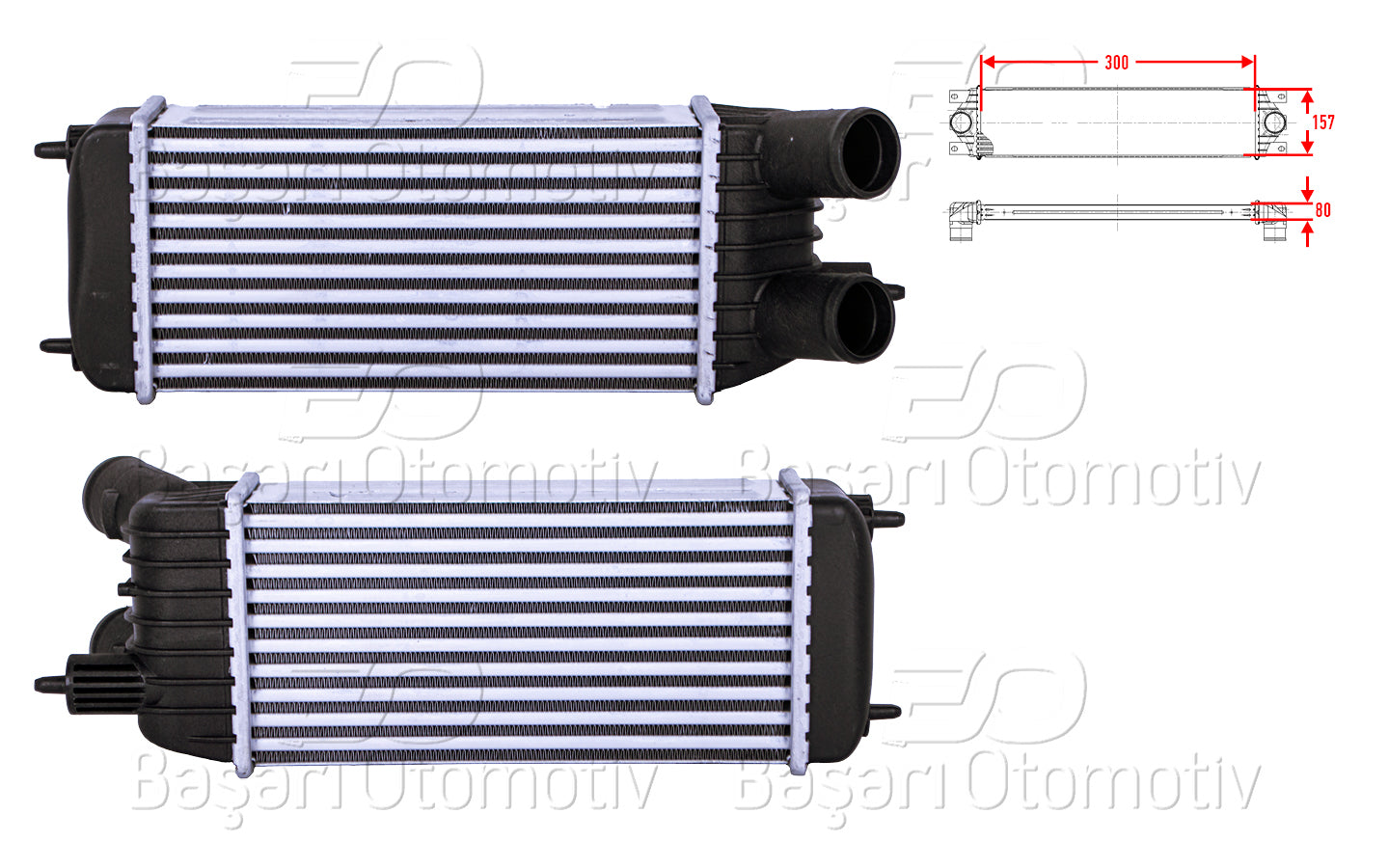 TURBO RADYATORU (INTERCOOLER) 300X157X80 CITROEN JUMPY FIAT SCUDO PEUGEOT EXPERT TOYOTA PROACE 1.6 HDI 1.6D 07