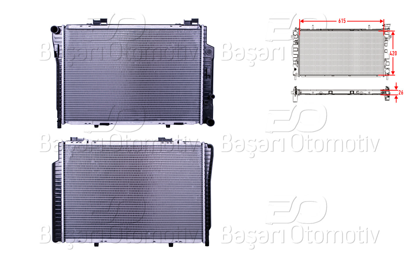 SU RADYATORU BRAZING MT 615X420X26 MERCEDES-BENZ C SERISI 202 C180.C200.C230.C240. 93-01. CLK 208 200.320 97-02. E SERISI W210 E200.E230 95-00. SLK R170