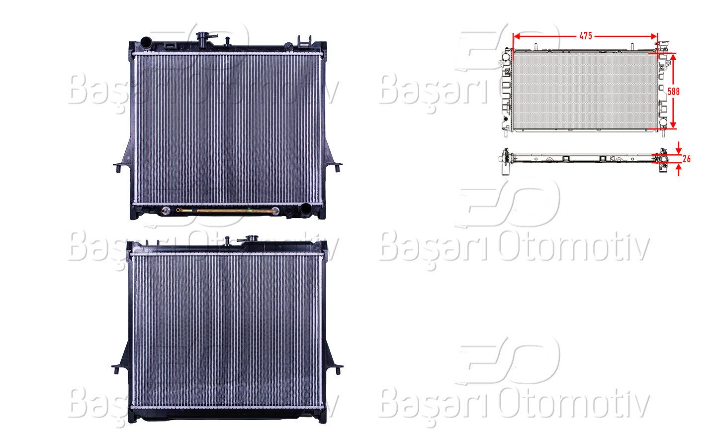 SU RADYATORU BRAZING AT 475X588X26 MM ISUZU D-MAX 2.5DI. 2.5TD. 3.0D 03-14