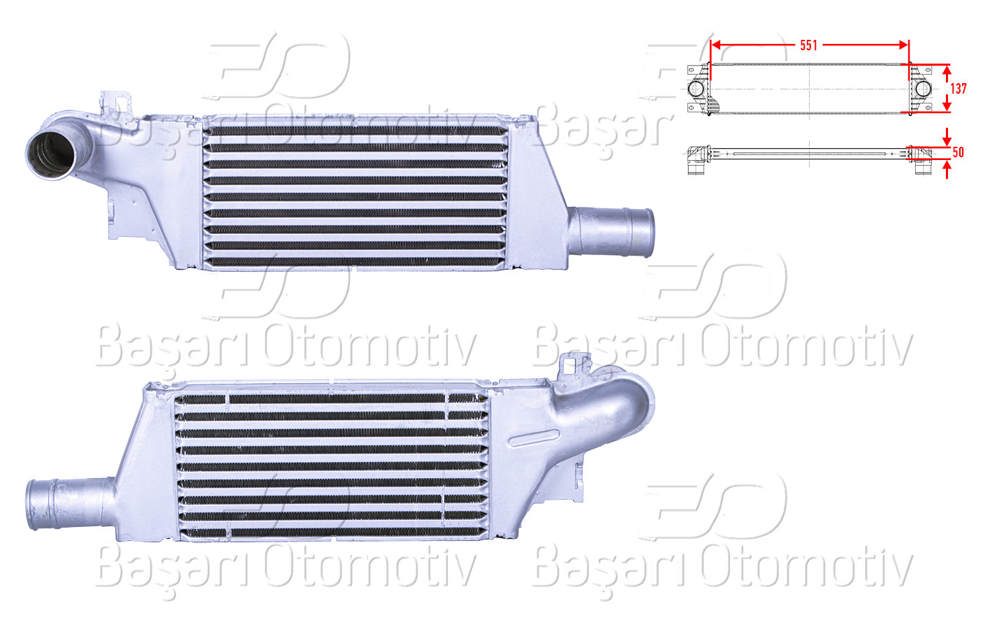 TURBO RADYATORU (INTERCOOLER) 551X137X50 OPEL CORSA C Y17DT 02