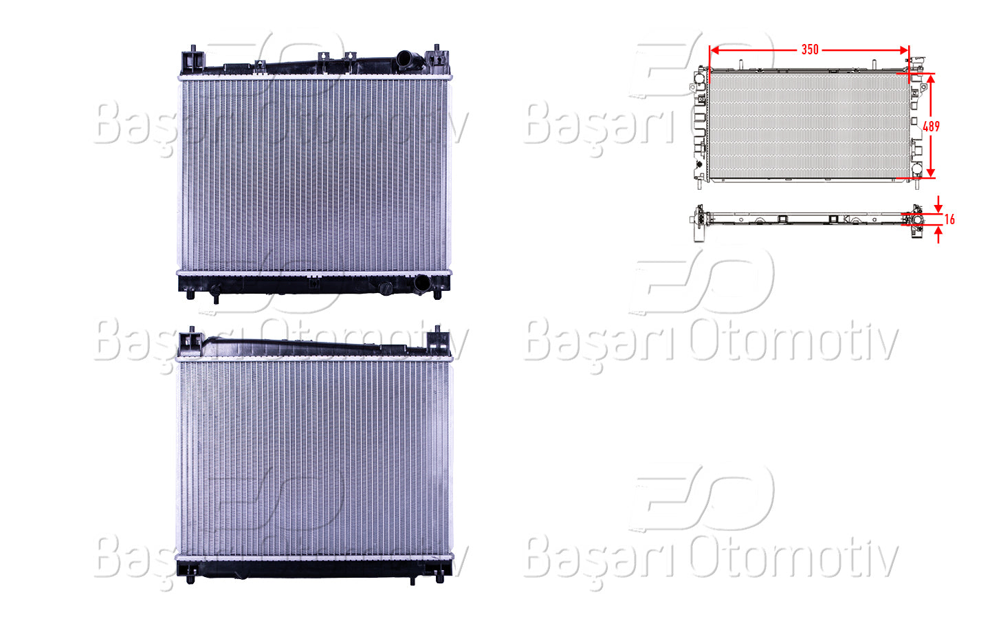 SU RADYATORU BRAZING MT 350X489X16 MM TOYOTA YARIS 1.0. 1.3 99-05