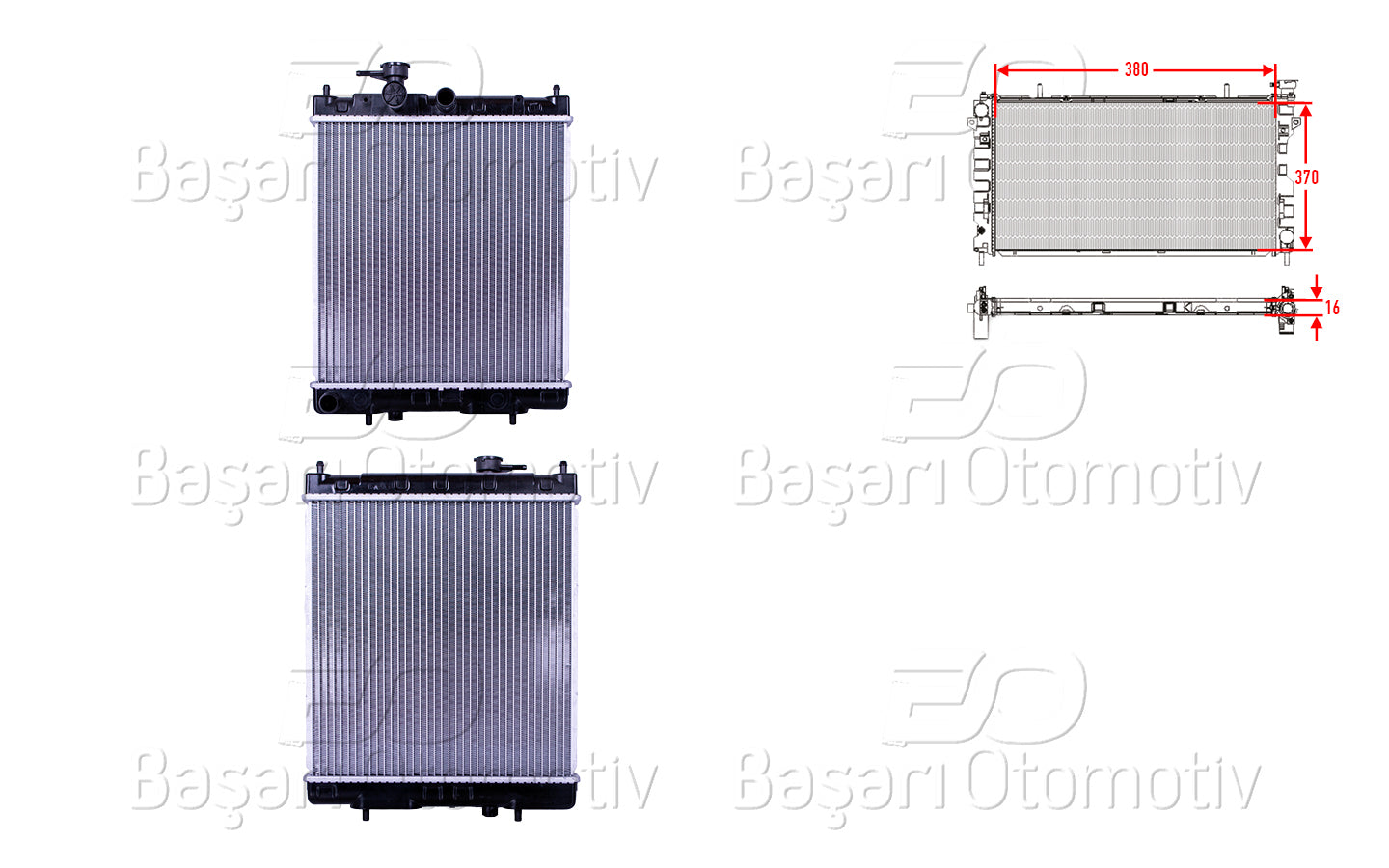 SU RADYATORU BRAZING MT 380X370X16 MM NISSAN MICRA 1.3 16V 92-00