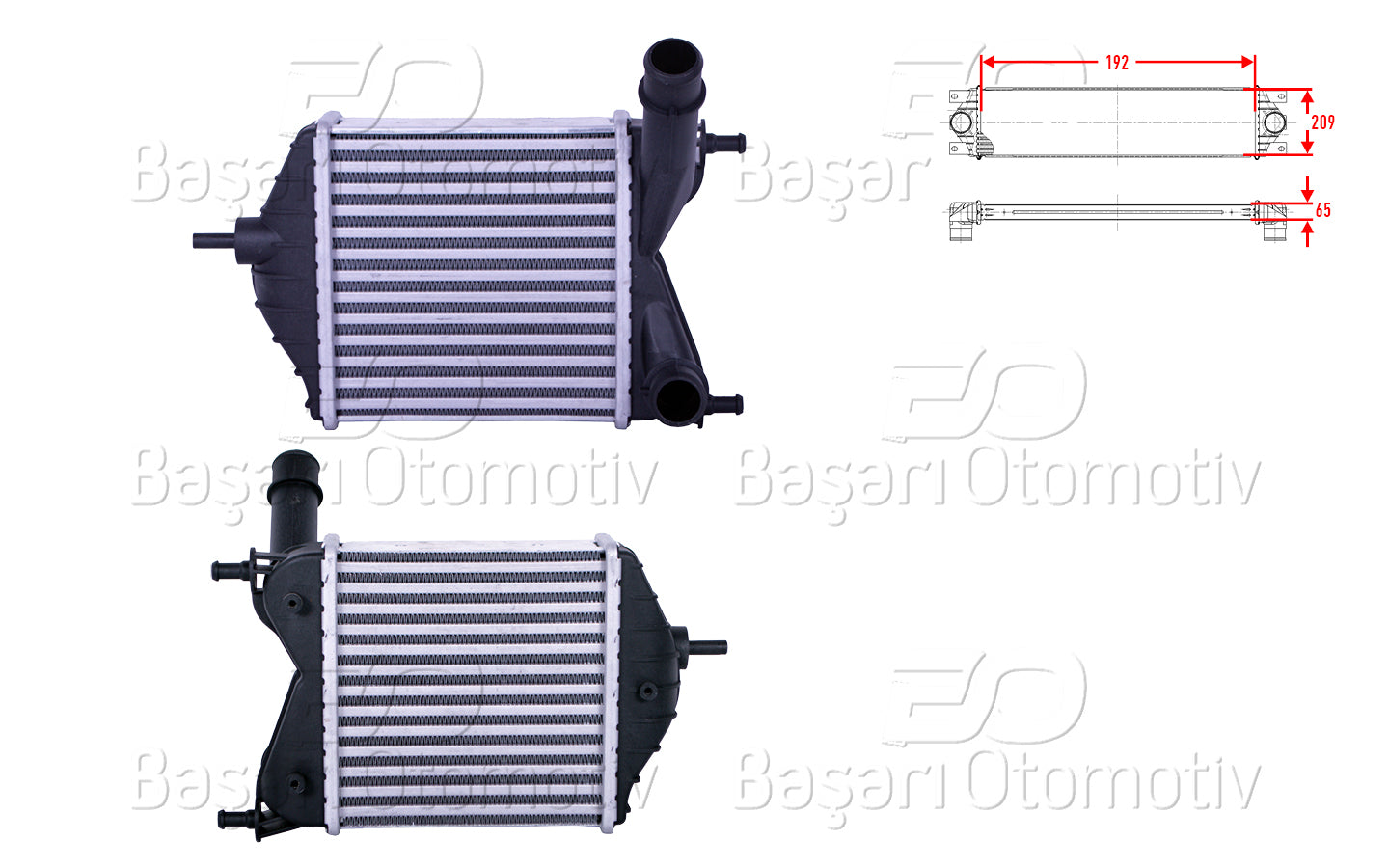 TURBO RADYATORU (INTERCOOLER) 192X209X65 FIAT IDEA 1.3 D MULTIJET LANCIA MUSA 1.3 D MULTIJET 03