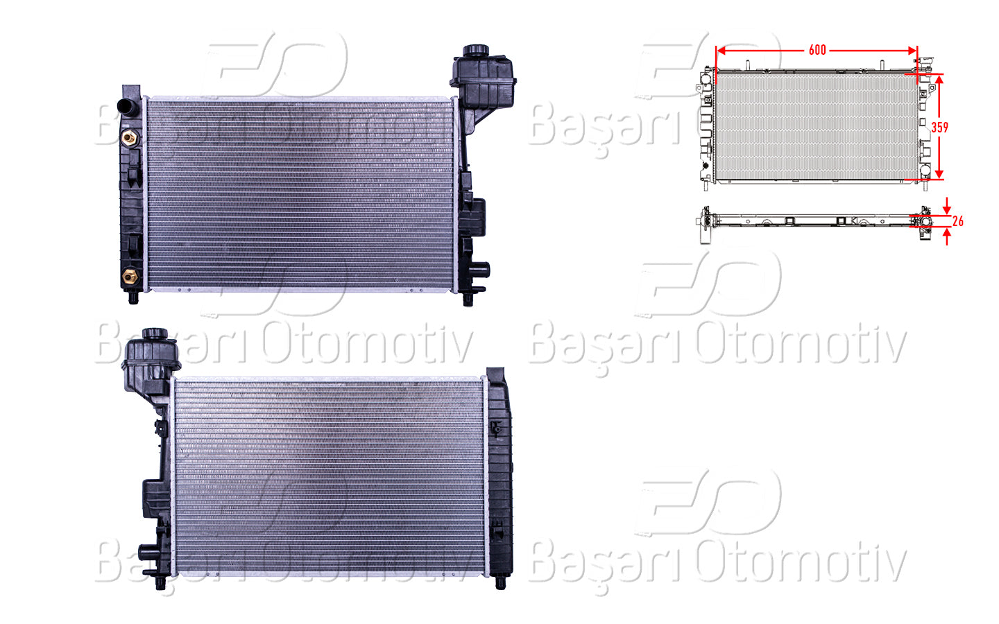 SU RADYATORU BRAZING AT 600X359X26 MERCEDES-BENZ A SERISI (W168) A 140-A 160 97-04