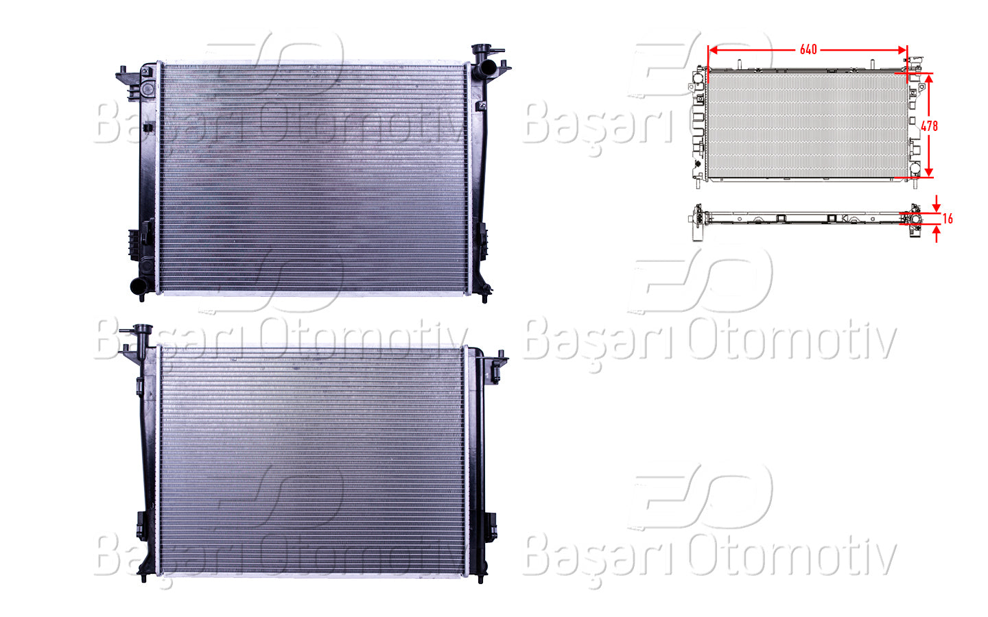 SU RADYATORU BRAZING MT 640X478X16 MM KIA IX35. SPORTAGE. TUSCON 1.6 BENZINLI 10