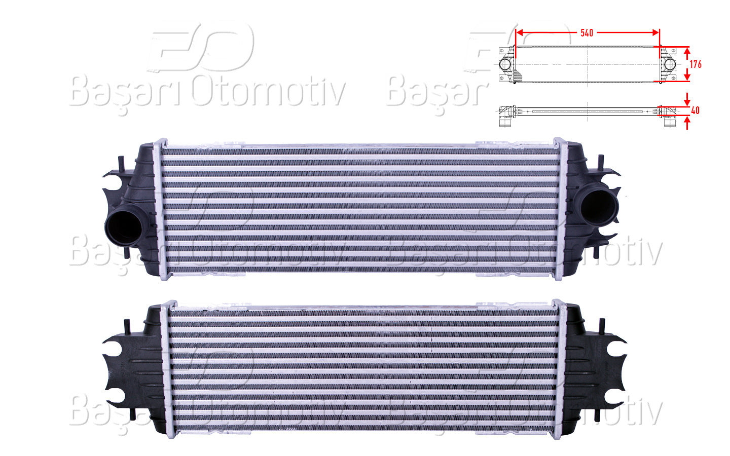 TURBO RADYATORU (INTERCOOLER) 540X172X40 OPEL VIVARO COMBI 1.9 DTI NISSAN PRIMASTER 1.9 DCI 100 RENAULT TRAFIC 2 BUS 1.9 DCI 1.9 DCI 01