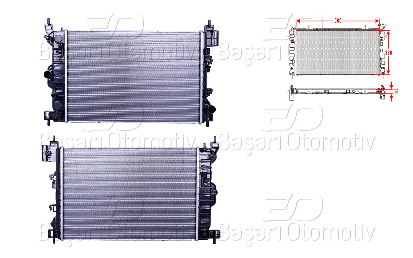 SU RADYATORU BRAZING MT 580X398X16 OPEL MOKKA. CHEVROLET TRAX 1.6 13