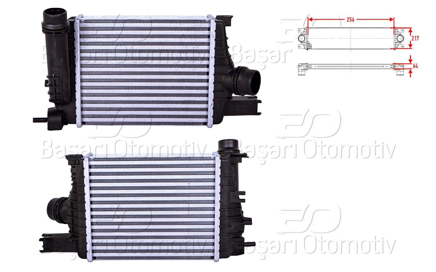 TURBO RADYATORU (INTERCOOLER) 256X217X64 DACIA DUSTER RENAULT CAPTUR CLIO 4 1.2 TCE 1.5 DCI 12