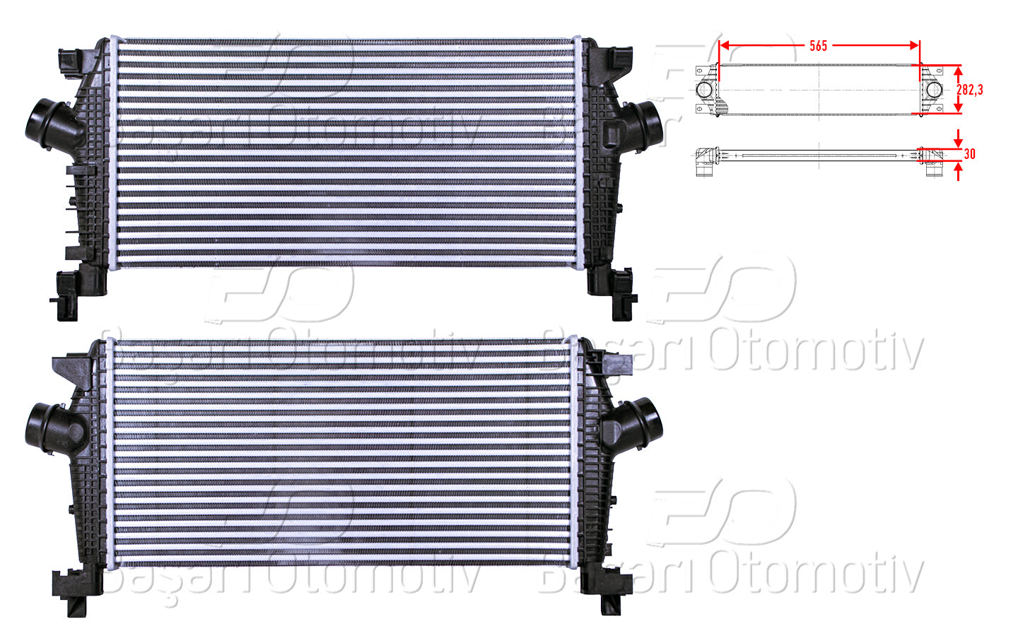 TURBO RADYATORU (INTERCOOLER) 565X282,3X30 OPEL ASTRA J 1.3 CDTI-1.4-1.6 10